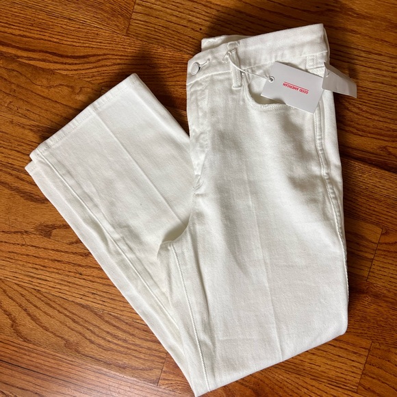 Good American Denim - Good American Good Curve Ivory Denim Pants NWT
